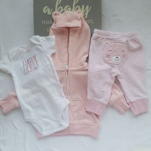Carter's3-Pc.Hoodie, Happy Bodysuit & Cat Pants